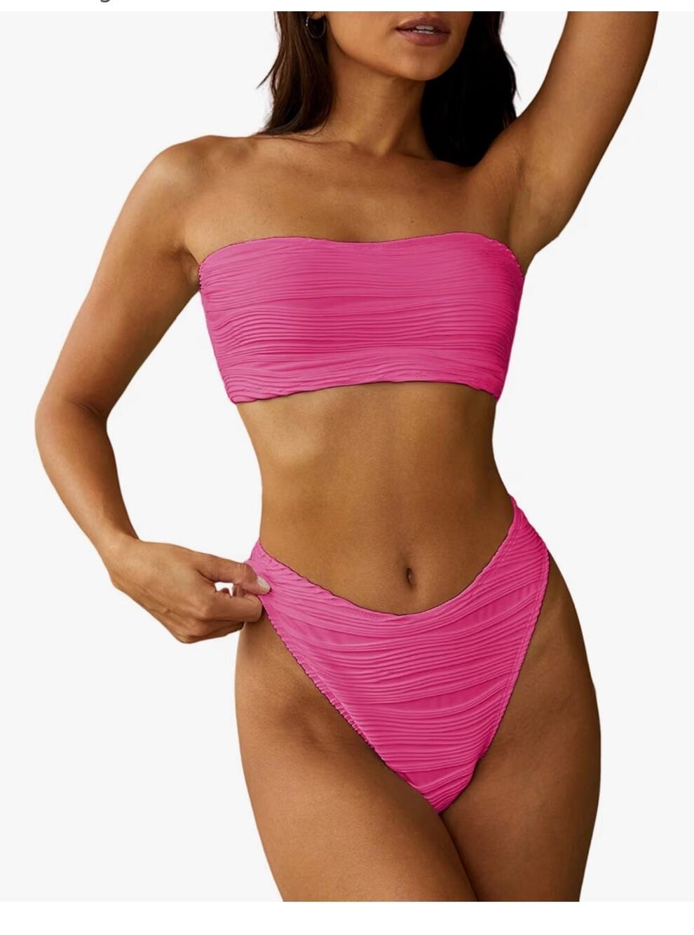 ZAFUL Women Strapless Bandeau Bikini 2 Piece Swimwear Lace up Bathing Suits